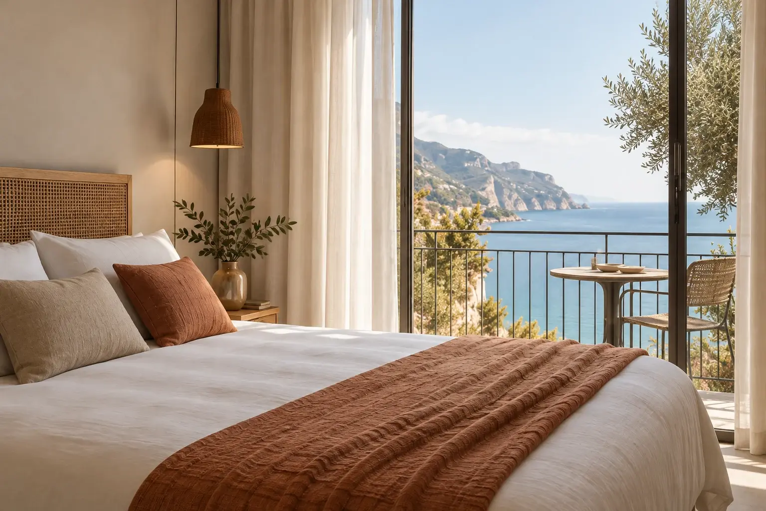 Immagine illustrativa: camera luminosa con terrazza affacciata sul mare