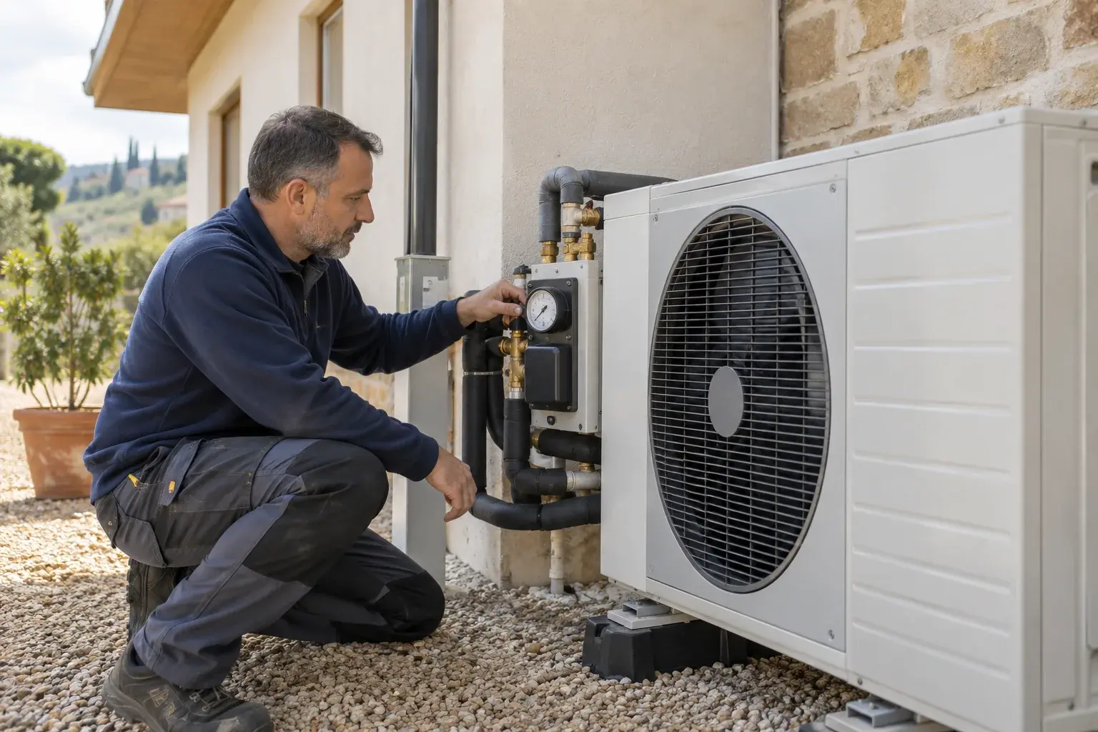 Immagine illustrativa: Installatore al lavoro su un impianto tecnico