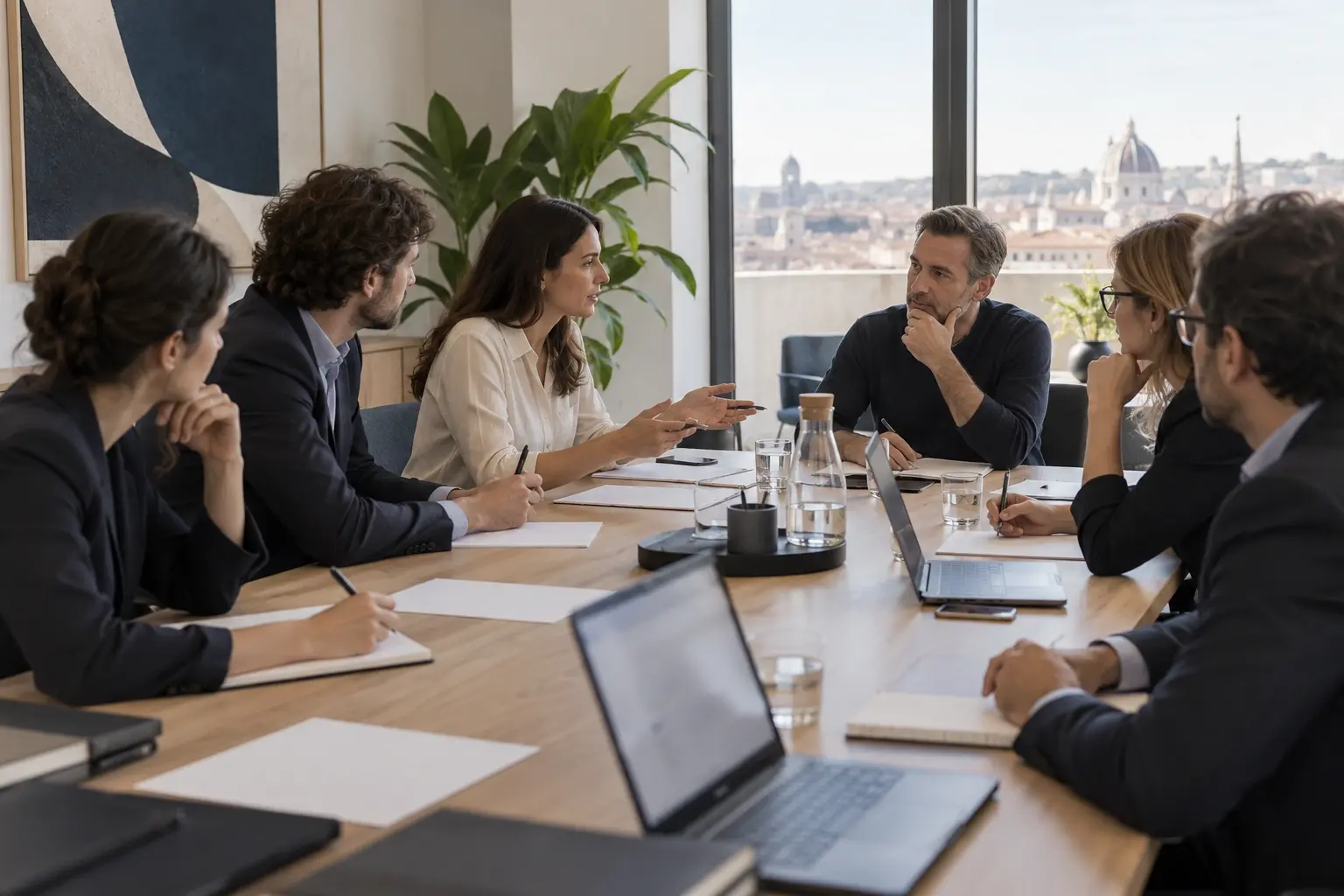 Riunione di lavoro in una struttura organizzata con più professionisti
